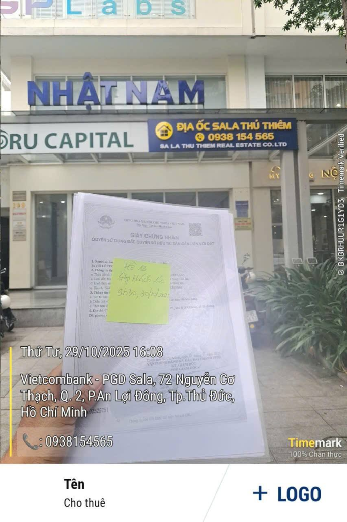 Văn phòng Địa Ốc Sala Thủ Thiêm tại đường trục chính Nguyễn Cơ Thạch