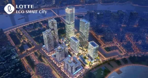 Phối cảnh tổng thể dự án Lotte Eco Smart City Thủ Thiêm ban đêm