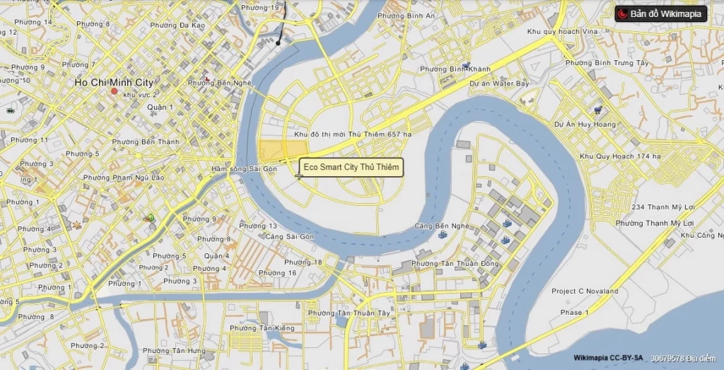 Bản đồ vị trí dự án Lotte Eco Smart City Thủ Thiêm trên nền quy hoạch Thủ Thiêm