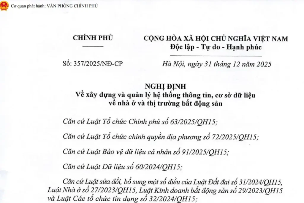 Nghị định 357/2025/NĐ-CP về mã định danh điện tử cho BĐS từ 2026 tác động mạnh tới vùng Thủ Thiêm.