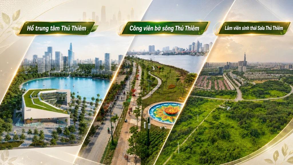 Phân biệt Hồ trung tâm Thủ Thiêm, Công viên bờ sông Thủ Thiêm và Lâm viên sinh thái Sala Thủ Thiêm