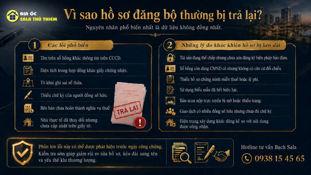 Vì sao hồ sơ đăng bộ sang tên nhà đất thường bị trả lại