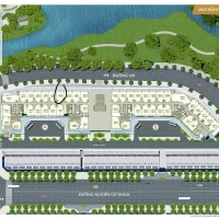 Mặt bằng tổng thể Sarica thể hiện vị trí shophouse khối đế hướng về đường D9 và công viên sinh thái Sala. Ảnh được cung cấp bởi Địa Ốc Sala Thủ Thiêm.
